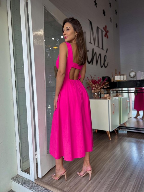 Vestido Midi Godê Linho