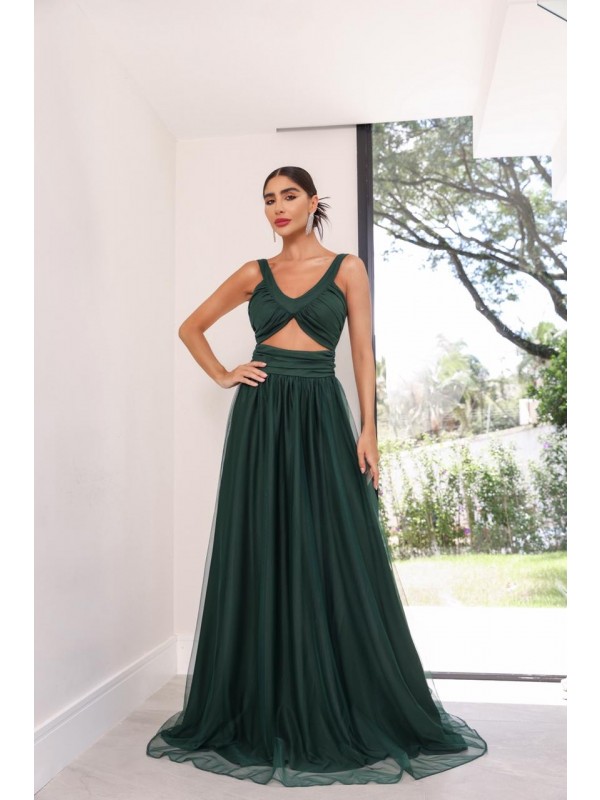 Vestido Longo Tule Jade 