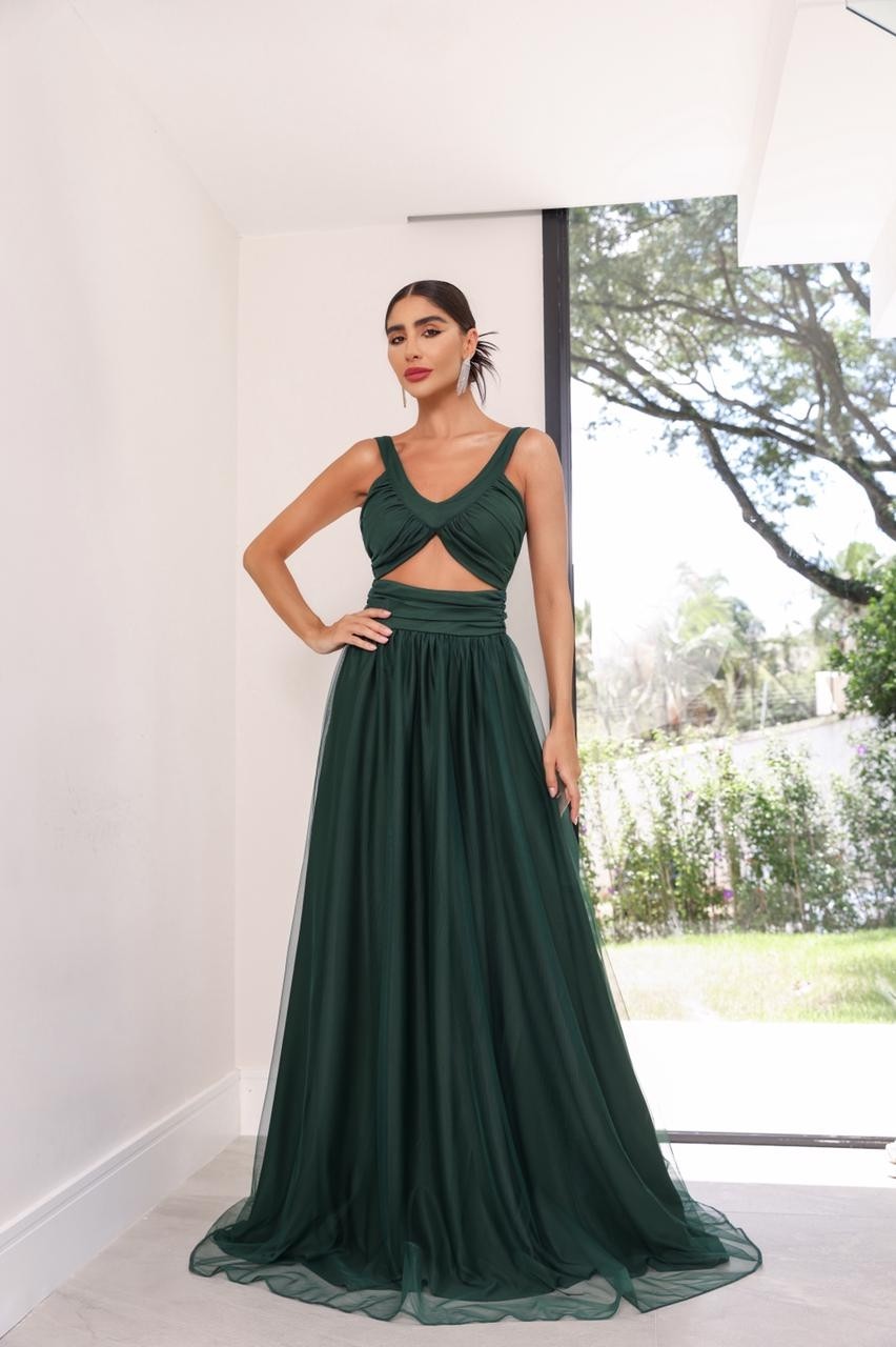 Vestido Longo Tule Jade 